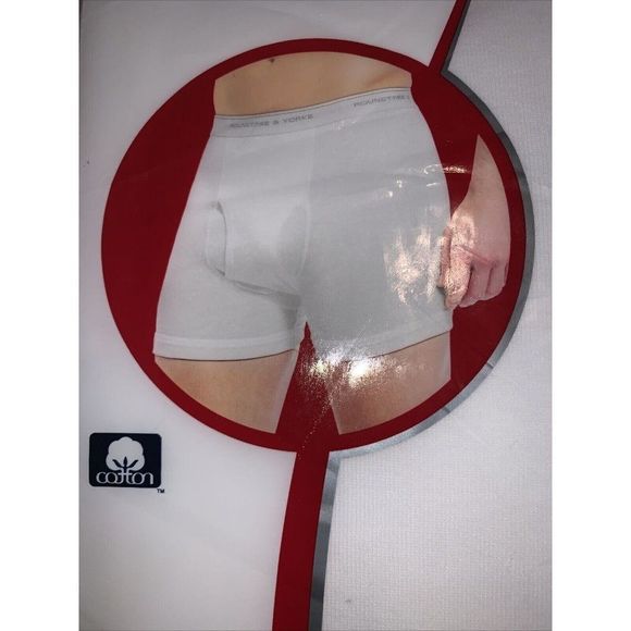 Roundtree & Yorke Men's Cotton Knit Boxer Briefs Size 54 Big Man White 2 Pack - Picture 5 of 6